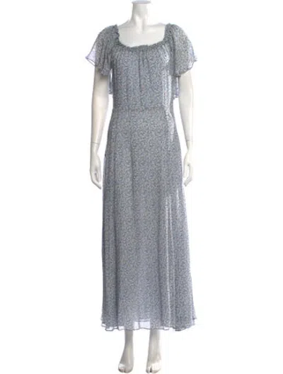 Pre-owned Loveshackfancy Silk Long Dress In Blue