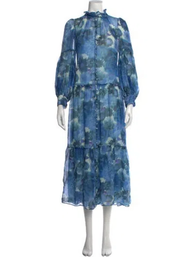 Pre-owned Loveshackfancy Silk Long Dress In Blue