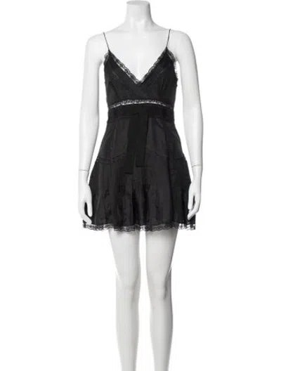 Pre-owned Loveshackfancy Silk Mini Dress In Black