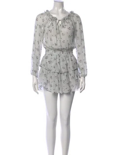 Pre-owned Loveshackfancy Silk Mini Dress In Grey