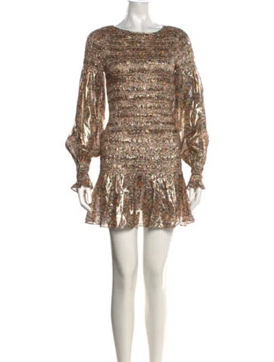 Pre-owned Loveshackfancy Silk Mini Dress In Metallic/neutrals