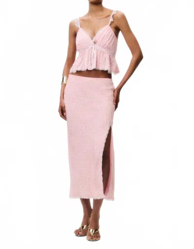 Loveshackfancy Silvia Floral Crepe Midi Skirt In Lemon Haze In Pink