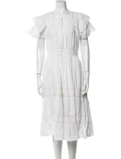 Pre-owned Loveshackfancy Square Neckline Midi Length Dress In White