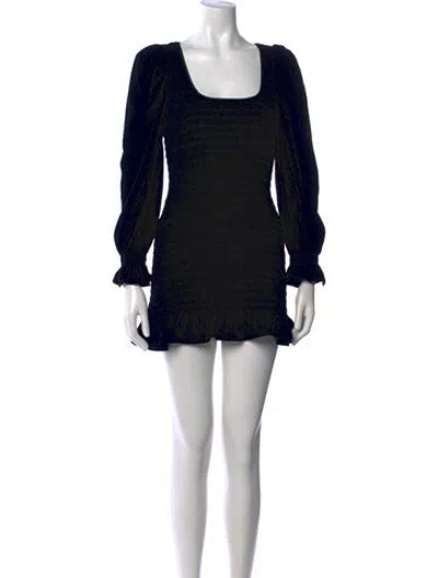 Pre-owned Loveshackfancy Square Neckline Mini Dress In Black