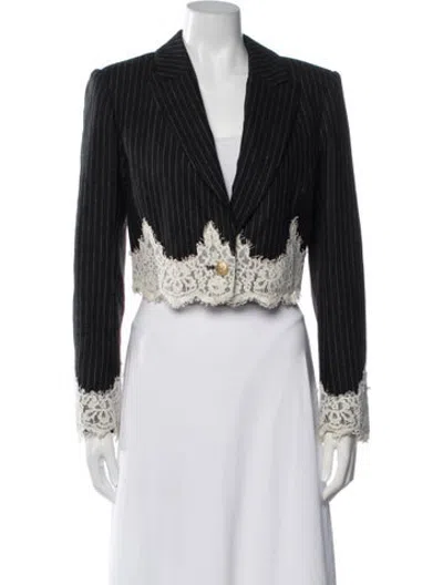 Pre-owned Loveshackfancy Striped Blazer In Black