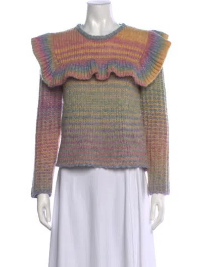Pre-owned Loveshackfancy Striped Crew Neck Sweater In Pink