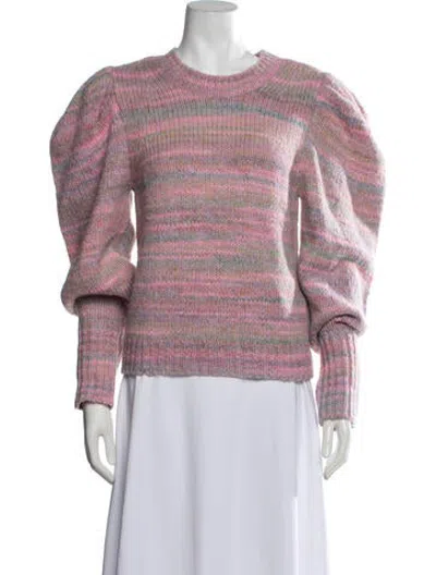 Pre-owned Loveshackfancy Striped Crew Neck Sweater In Purple