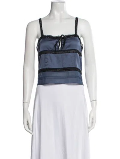 Pre-owned Loveshackfancy Tie Neck Sleeveless Top In Blue