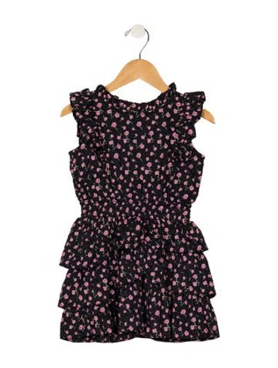Pre-owned Loveshackfancy Babies' Toddler Girls Pattern Printed Ruffle Embellished Dress In Black