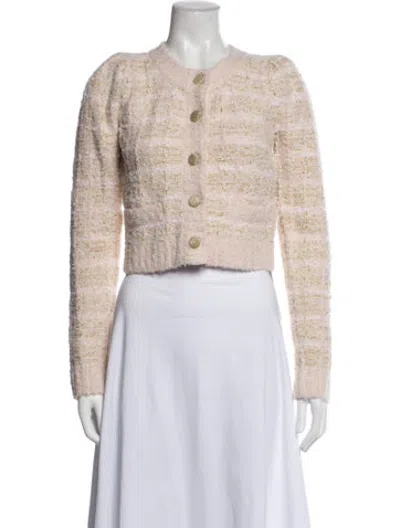 Pre-owned Loveshackfancy Tweed Pattern Crew Neck Sweater In Neutrals