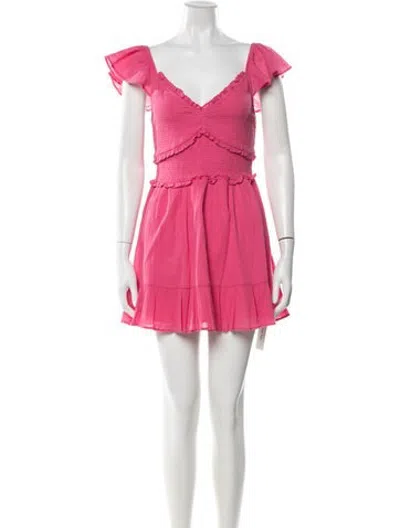 Pre-owned Loveshackfancy V-neck Mini Dress In Pink