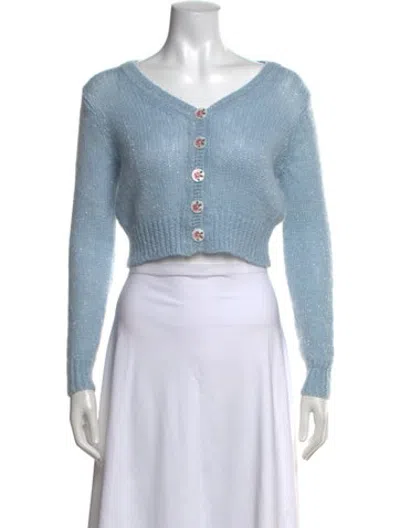 Pre-owned Loveshackfancy V-neck Sweater In Blue/metallic