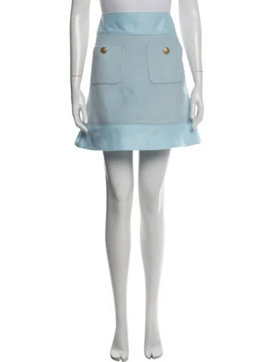 Pre-owned Loveshackfancy Wool Mini Skirt In Blue