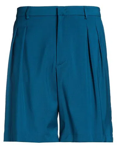 Low Brand Man Shorts & Bermuda Shorts Deep Teal Size 34 Virgin Wool In Blue