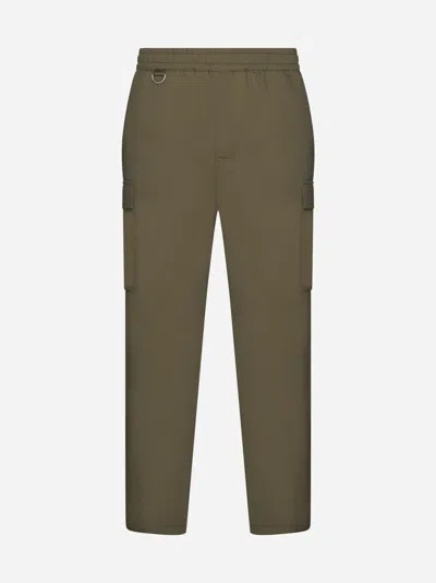 Low Brand Stretch Cotton Cargo Trousers In Sponge Green
