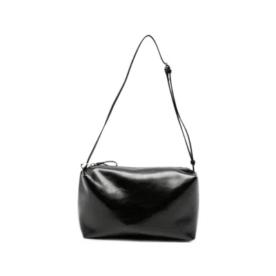 Low Classic Glossy-finish Shoulder Bag In Black