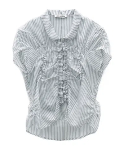 Low Classic Ruffled Striped Shirt In Blue