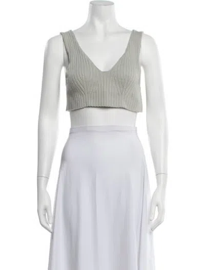 Pre-owned Low Classic V-neck Sleeveless Crop Top In Grey