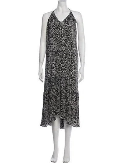 Pre-owned Lpa Animal Print Midi Length Dress In White
