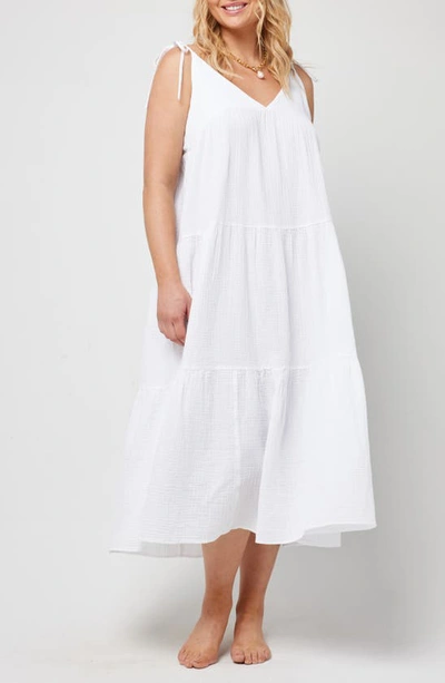 L*space Ava Tie Strap Cotton Maxi Dress In White