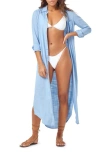 L*space Presley Long Sleeve Cover-up Shirtdress In Aura