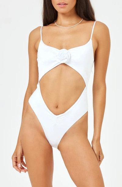 L*space Sierra Cutout Rose Appliqué One-piece Swimsuit In White