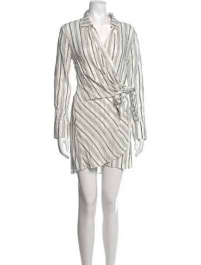 Pre-owned L*space Striped Mini Dress In White