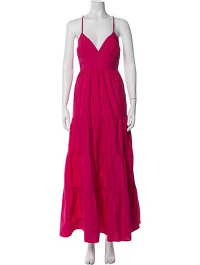 Pre-owned L*space V-neck Long Dress In Pink