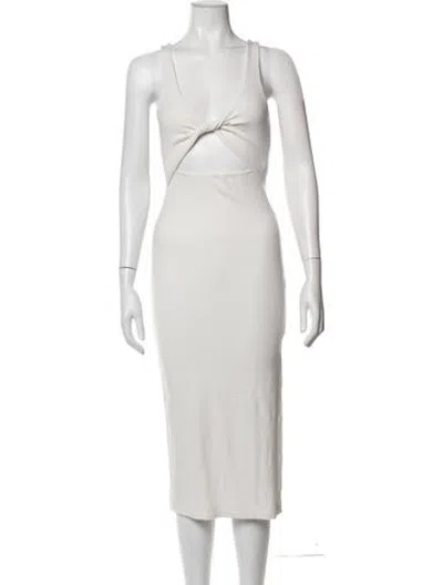 Pre-owned L*space V-neck Midi Length Dress In Neutrals