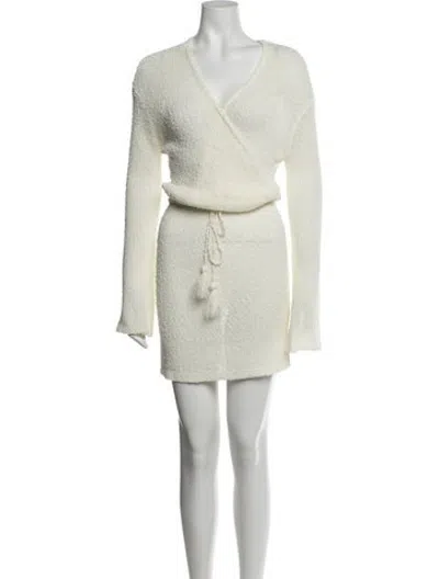 Pre-owned L*space V-neck Mini Dress In Neutrals