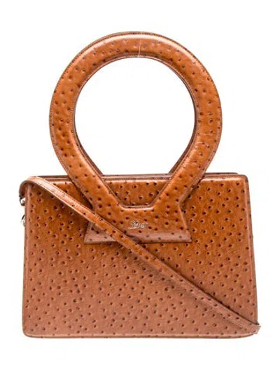 Pre-owned Luar Ostrich Shoulder Bag In Brown