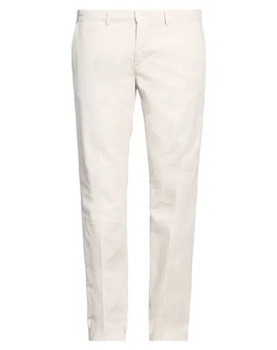 Luca Bertelli Man Pants Off White Size 38 Cotton, Elastane In Neutral