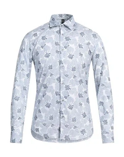 Luca Bertelli Man Shirt Slate Blue Size M Cotton