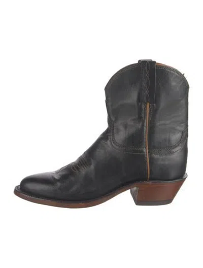 Pre-owned Lucchese Leather Western Boots In Black
