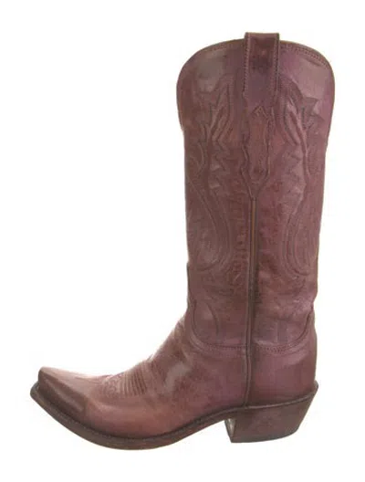 Pre-owned Lucchese Leather Western Boots In Brown