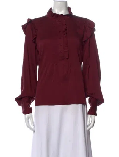 Pre-owned Lucchese Long Sleeve Blouse W/ Tags In Burgundy