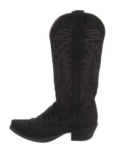 Pre-owned Lucchese Suede Patterned Western Boots In Purple