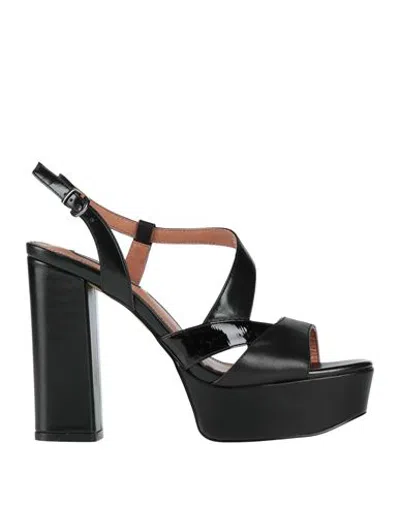 Luciano Barachini Woman Sandals Black Size 9 Leather, Synthetic Material In Multi
