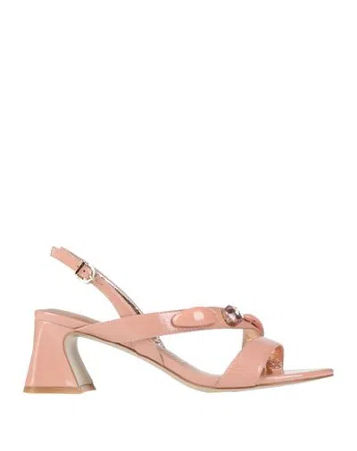 Luciano Barachini Woman Sandals Blush Size 9 Leather In Pink