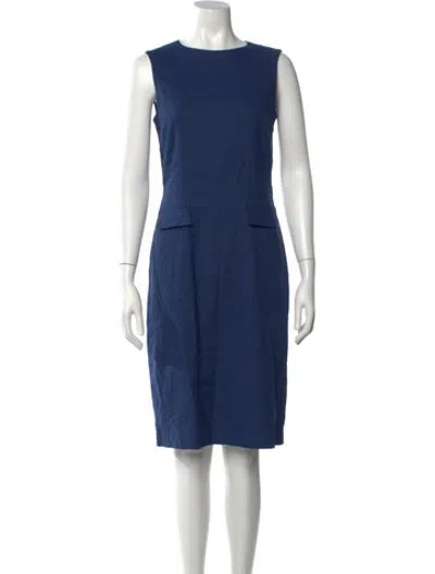 Pre-owned Luciano Barbera Linen Knee-length Dress In Blue