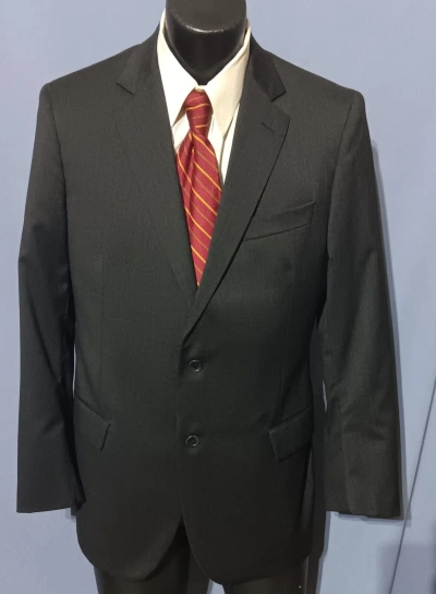 Pre-owned Luciano Barbera Suit 46r Charcoal Gray Made In Italy W/tags Dual Vents