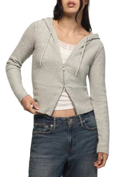 Lucky Brand Cloud Soft Zip Up Hoodie Sweater In Light Heather Gray