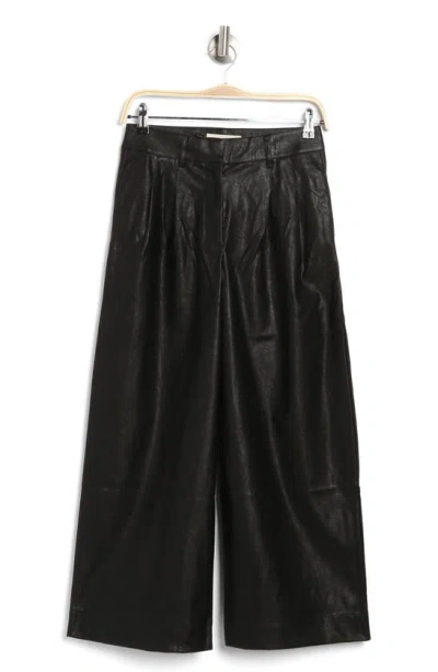Lucky Brand Faux Leather Crop Wide Leg Pants In Deep Black