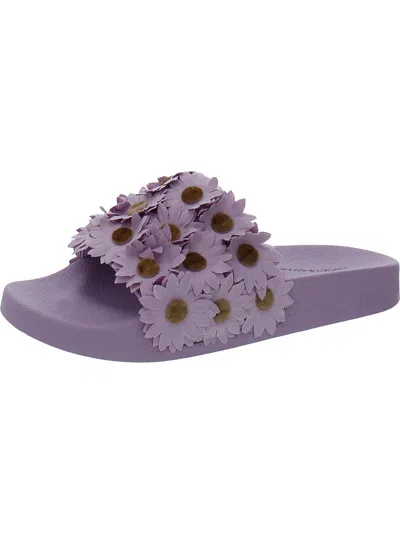 Lucky Brand Gellion Womens Applique Embellished Slide Sandals In Purple