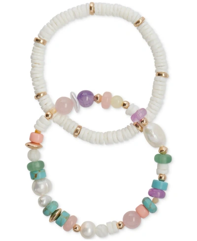 Lucky Brand Gold-tone 2-pc. Set Multicolor Mixed Stone Beaded Stretch Bracelets