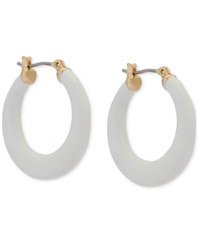 Lucky Brand Gold-tone Small White Hoop Earrings