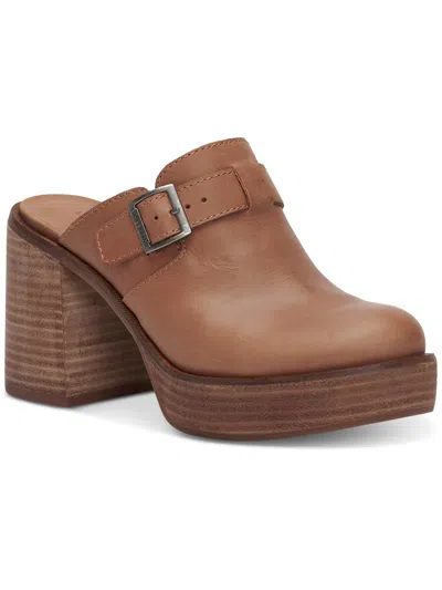 Lucky Brand Odibell Womens Leather Chunky Clogs In Brown