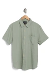 Lucky Brand San Gabriel Short Sleeve Linen Blend Button-up Shirt In Green Bay