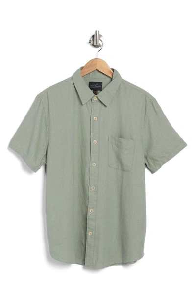 Lucky Brand San Gabriel Short Sleeve Linen Blend Button-up Shirt In Green Bay