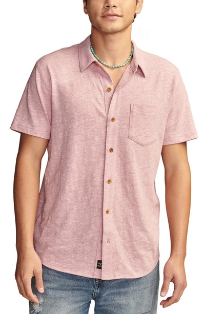Lucky Brand Short Sleeve Slub Jersey Button-up Shirt In Red Violet